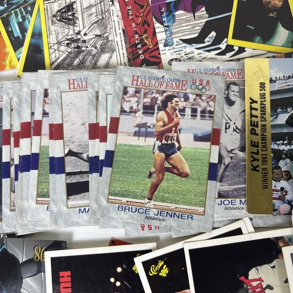 Lot 90s Trading cards 200+ Looney Tunes Marvel WCW WWF Olympics Batman Hot Wheel